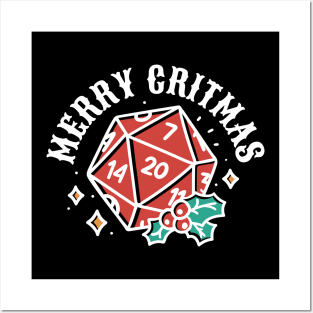 D&D Merry Critmas Christmas D20 Posters and Art